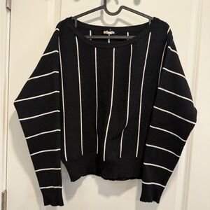 Hem & Thread Black Sweater with White Stripes